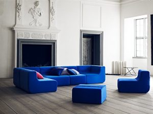 Softline blaue Sitzlandschaft mit Sesseln